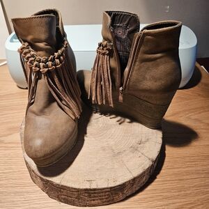 Brown Fringe Ankle Boots